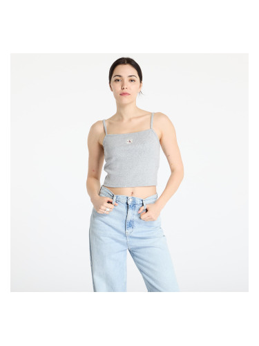 Calvin Klein Jeans Woven Label Rib Crop Gray S