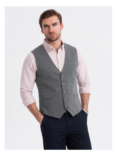 Ombre Fitted elegant men's structured knit vest - graphite