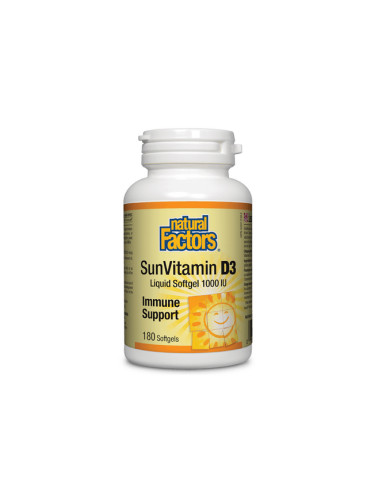SunVitamin D3 1000 IU | Витамин D3 1000 IU, 180 софтгел капсули