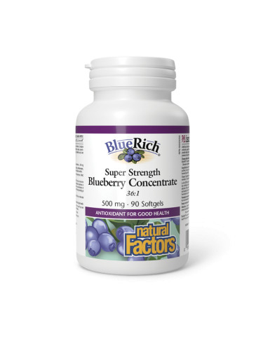 Синя боровинка Супер концентрат BlueRich® 500 mg 90 софтгел капсули | Natural Factors