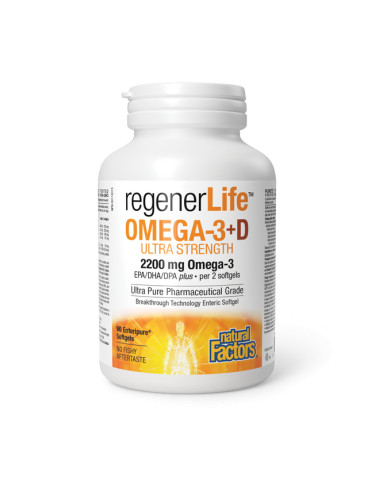 Regener Life™ Омега-3 (ЕРА /DHA 680/335) + Витамин D3 500 IU 90 софтгел капсули | Natural Factors