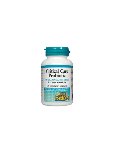 Critical Care Probiotic 100 млрд. активни пробиотици, 9 щама формула 30 V капсули | Natural Factors