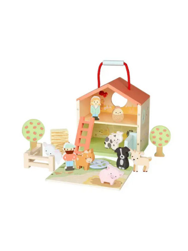 Игрален комплект Orange Tree Toys - "Дървена ферма с животни"