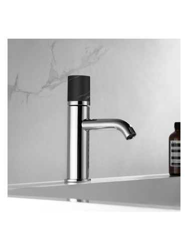 Смесител за мивка Joan хром/черен мрамор