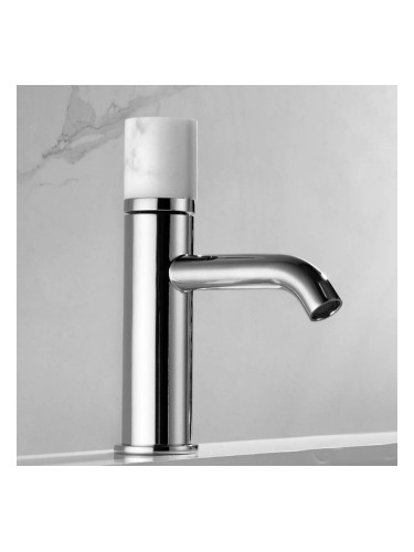 Смесител за мивка Joan хром/бял мрамор