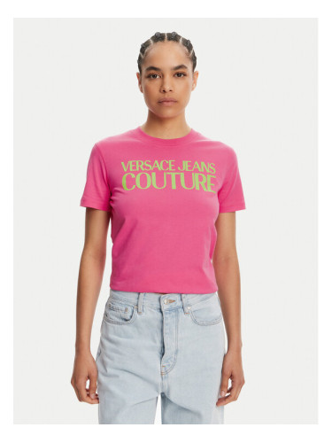 Versace Jeans Couture Тишърт 78HAHE05 Розов Regular Fit