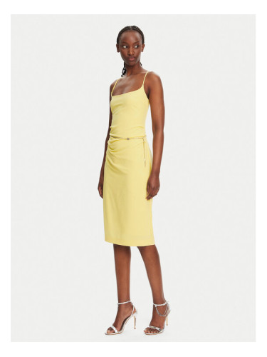 HUGO Коктейлна рокля 50536465 Жълт Slim Fit