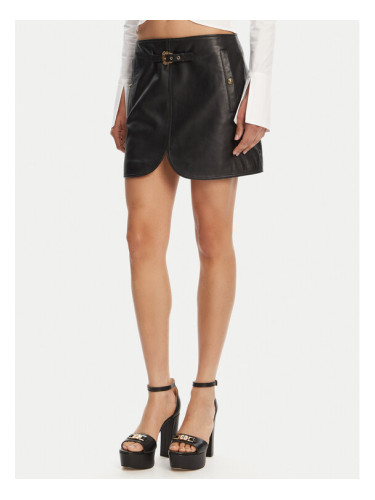 Versace Jeans Couture Кожена пола 78HAEP02 Черен Regular Fit