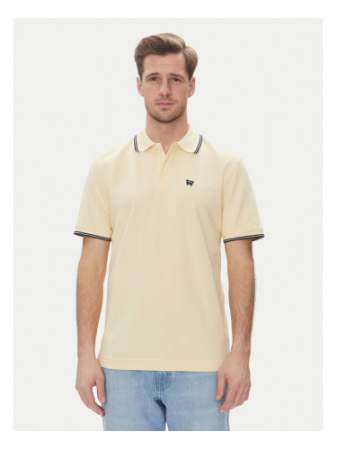 Wrangler Тениска с яка и копчета 112362826 Жълт Regular Fit