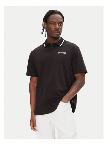 Just Cavalli Тениска с яка и копчета 78OAGT15 Черен Regular Fit