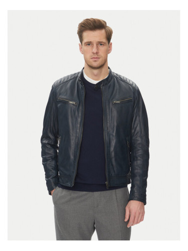 Serge Pariente Кожено яке Alon Тъмносин Regular Fit