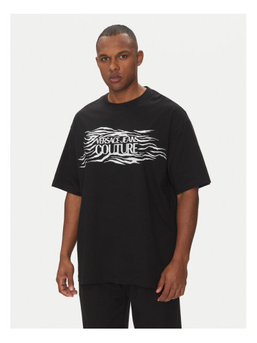 Versace Jeans Couture Тишърт 78GAH6L1 Черен Regular Fit