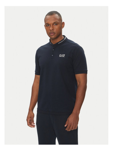 EA7 Emporio Armani Тениска с яка и копчета 7M000183 AF13511 UB102 Тъмносин Regular Fit