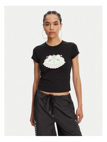 Juicy Couture Тишърт Hibiscus JCGCT125041 Черен Slim Fit