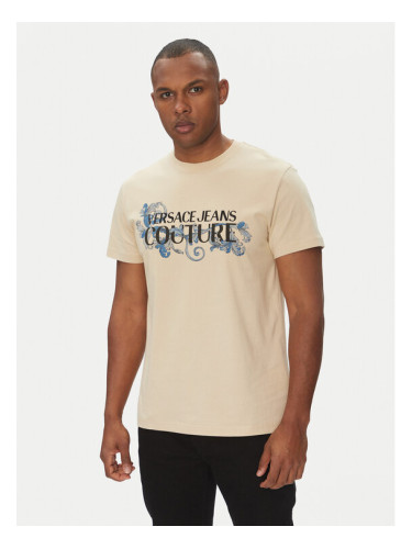 Versace Jeans Couture Тишърт 78GAHC05 Бежов Regular Fit