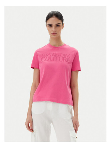 Versace Jeans Couture Тишърт 78HAHS04 Розов Regular Fit