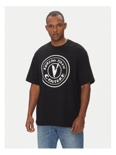 Versace Jeans Couture Тишърт 78GAHE08 Черен Regular Fit