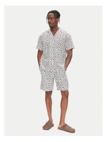 Jack & Jones Комплект от риза и текстилни шорти Seersucker 12284648 Сив Relaxed Fit