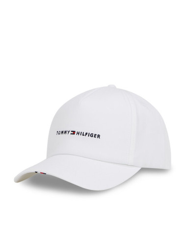Tommy Hilfiger Шапка с козирка Th Foundation Soft 6 Panel Cap AM0AM13162 Бял