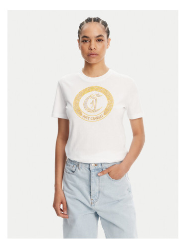 Just Cavalli Тишърт 78PAHE13 Бял Regular Fit