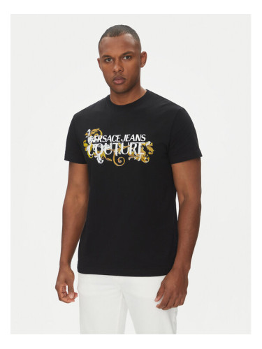 Versace Jeans Couture Тишърт 78GAHC05 Черен Regular Fit