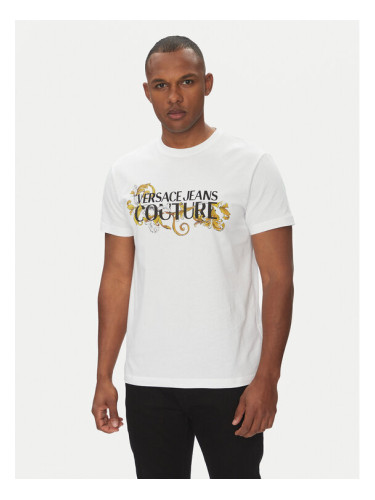 Versace Jeans Couture Тишърт 78GAHC05 Бял Regular Fit