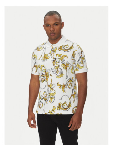 Versace Jeans Couture Тениска с яка и копчета 78GAG6S0 Бял Regular Fit