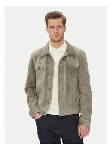 Serge Pariente Кожено яке Jeans Сив Regular Fit