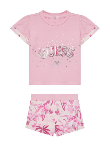 Guess Комплект тишърт и панталонки A5GG13 K6YW4 Розов Regular Fit