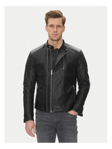 Serge Pariente Кожено яке Couture Черен Slim Fit