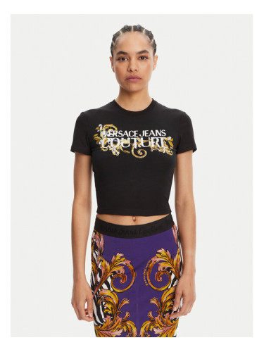 Versace Jeans Couture Тишърт 78HAHC05 Черен Slim Fit