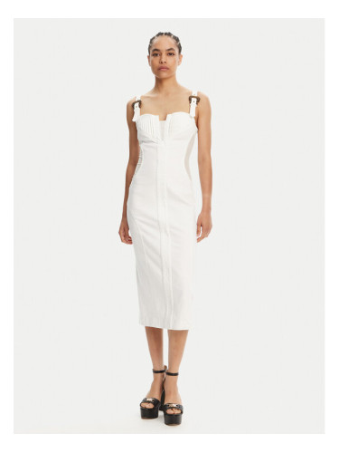 Versace Jeans Couture Коктейлна рокля 78HAO951 Бял Slim Fit