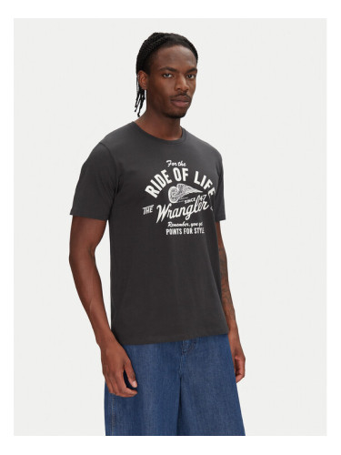 Wrangler Тишърт Americana 112362790 Черен Regular Fit