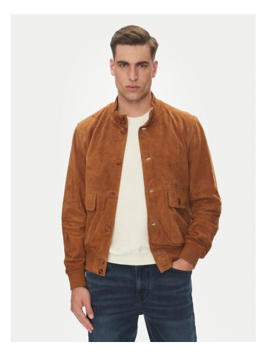 Serge Pariente Кожено яке Starter Vs Кафяв Regular Fit