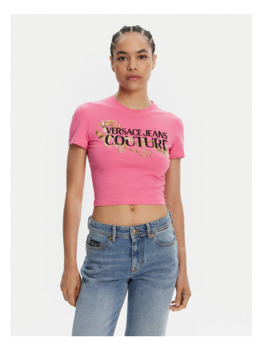 Versace Jeans Couture Тишърт 78HAHC05 Розов Slim Fit
