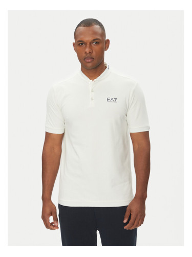 EA7 Emporio Armani Тениска с яка и копчета 7M000183 AF13511 U0005 Бял Regular Fit