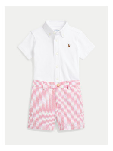 Polo Ralph Lauren Комплект от риза и текстилни шорти 320966276001 Бял Regular Fit