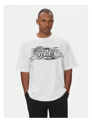Versace Jeans Couture Тишърт 78GAH6L1 Бял Regular Fit