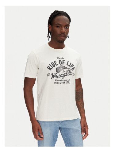 Wrangler Тишърт Americana 112362791 Екрю Regular Fit