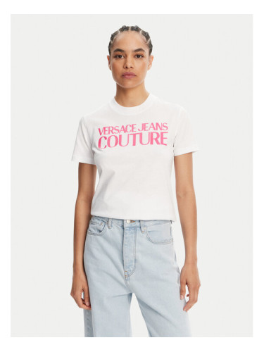 Versace Jeans Couture Тишърт 78HAHE05 Бял Regular Fit