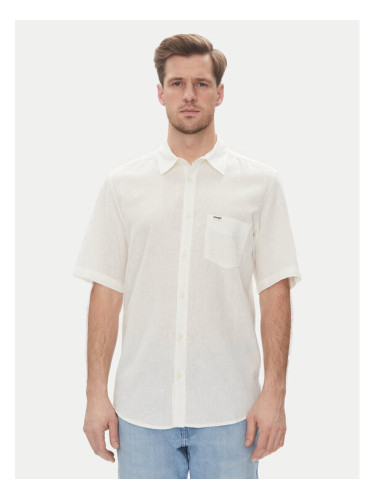 Wrangler Риза 1 Pkt 112362728 Бял Regular Fit