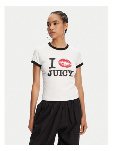 Juicy Couture Тишърт I Kiss JCWCT125318 Бял Slim Fit