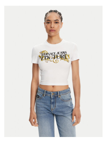 Versace Jeans Couture Тишърт 78HAHC05 Бял Slim Fit