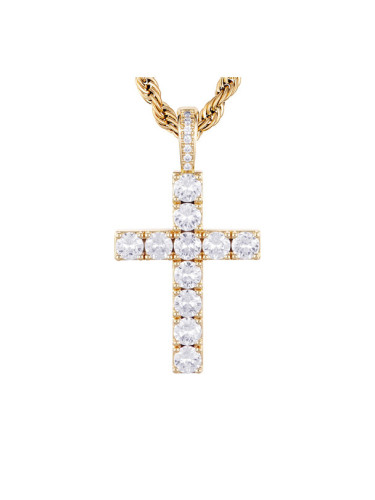 ICED STUFF Висулка Diamond Cross Златист