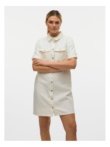 Vero Moda Дънкова рокля Jennie 10309665 Бял Regular Fit