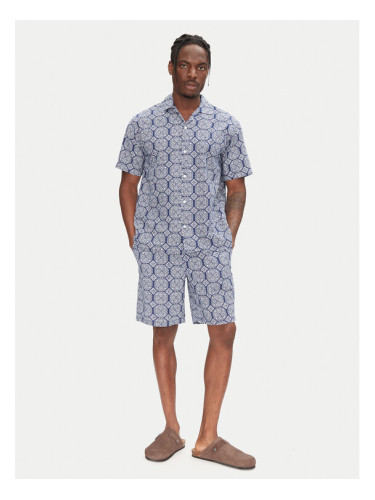 Jack & Jones Комплект от риза и текстилни шорти Seersucker 12284648 Син Relaxed Fit