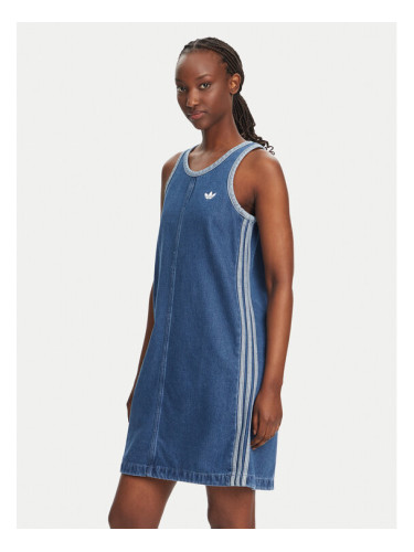adidas Дънкова рокля adicolor Denim 3-Stripes JD2580 Син Slim Fit