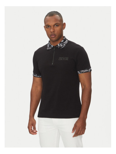 Versace Jeans Couture Тениска с яка и копчета 78GAGT02 Черен Regular Fit