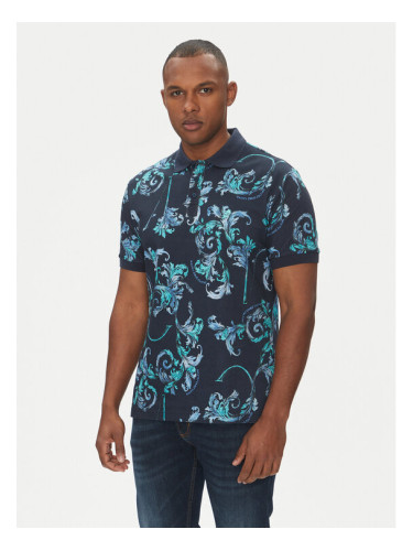 Versace Jeans Couture Тениска с яка и копчета 78GAG6S0 Тъмносин Regular Fit