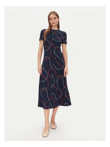 Tommy Hilfiger Ежедневна рокля Modern F&F Midi Dress WW0WW44547 Тъмносин Regular Fit